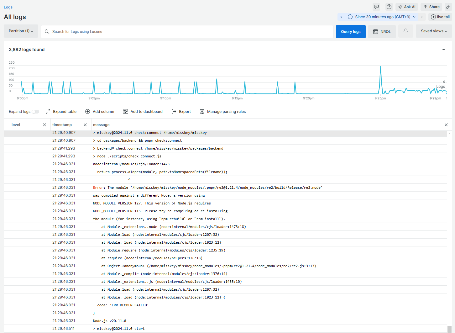 Misskey 2024.11からNode.js 22が必要